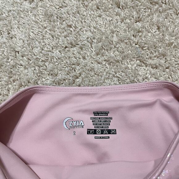 Zyia Active Pink Iridescent Unicorn Leopard Light & Tight High Waisted Leggings - Picture 6 of 6